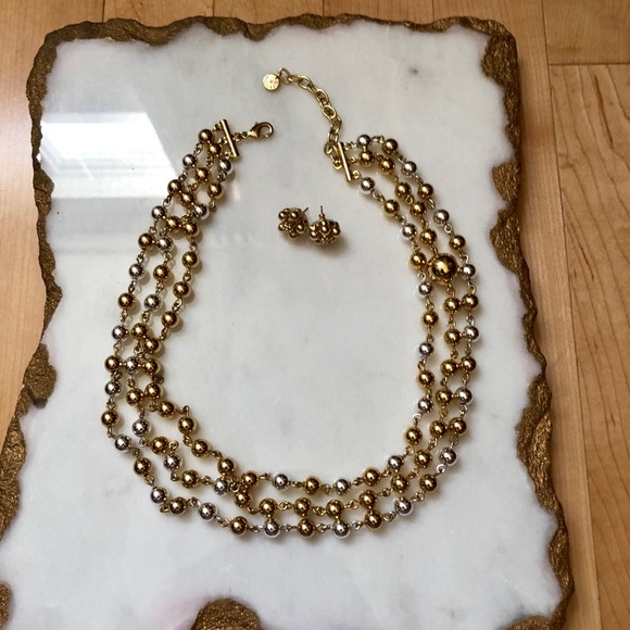 Gold and silver necklace and earrings set -Talbots - Picture 5 of 5